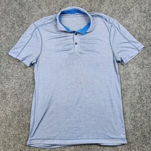 Lululemon Polo Shirt Mens Medium Blue Short Sleeve Athletic Golf Performance